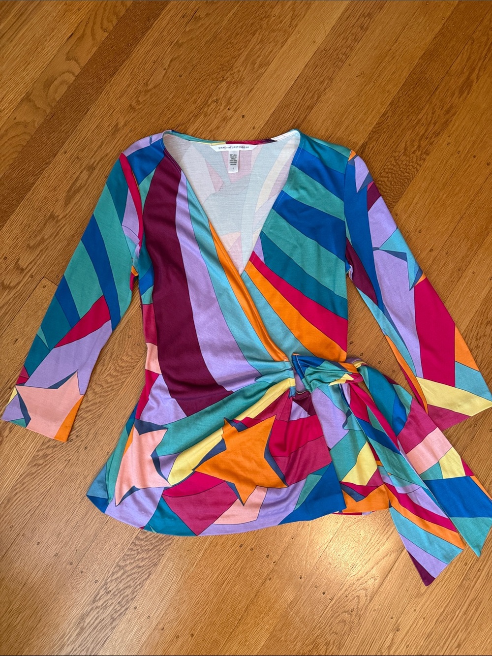 DVF Colorful Geometric Wrap Top - Multi